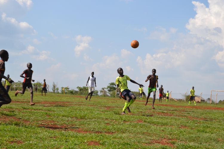 Youth playing soccer