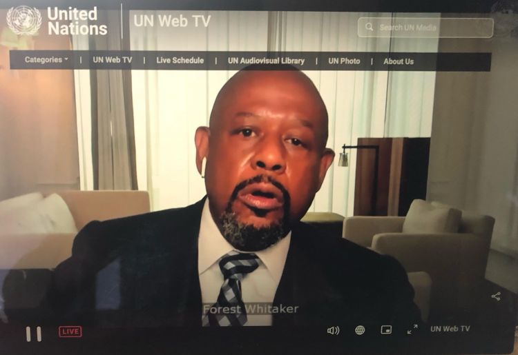 Forest Whitaker speaking virtually about Children and Armed Conflict to Advocate for Ambitious and Long-Term Solutions